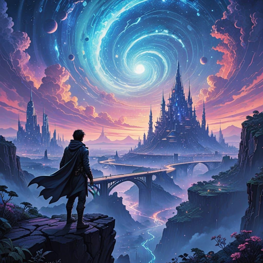 Alien Cityscape: Psychedelic Surreal Manga Painting