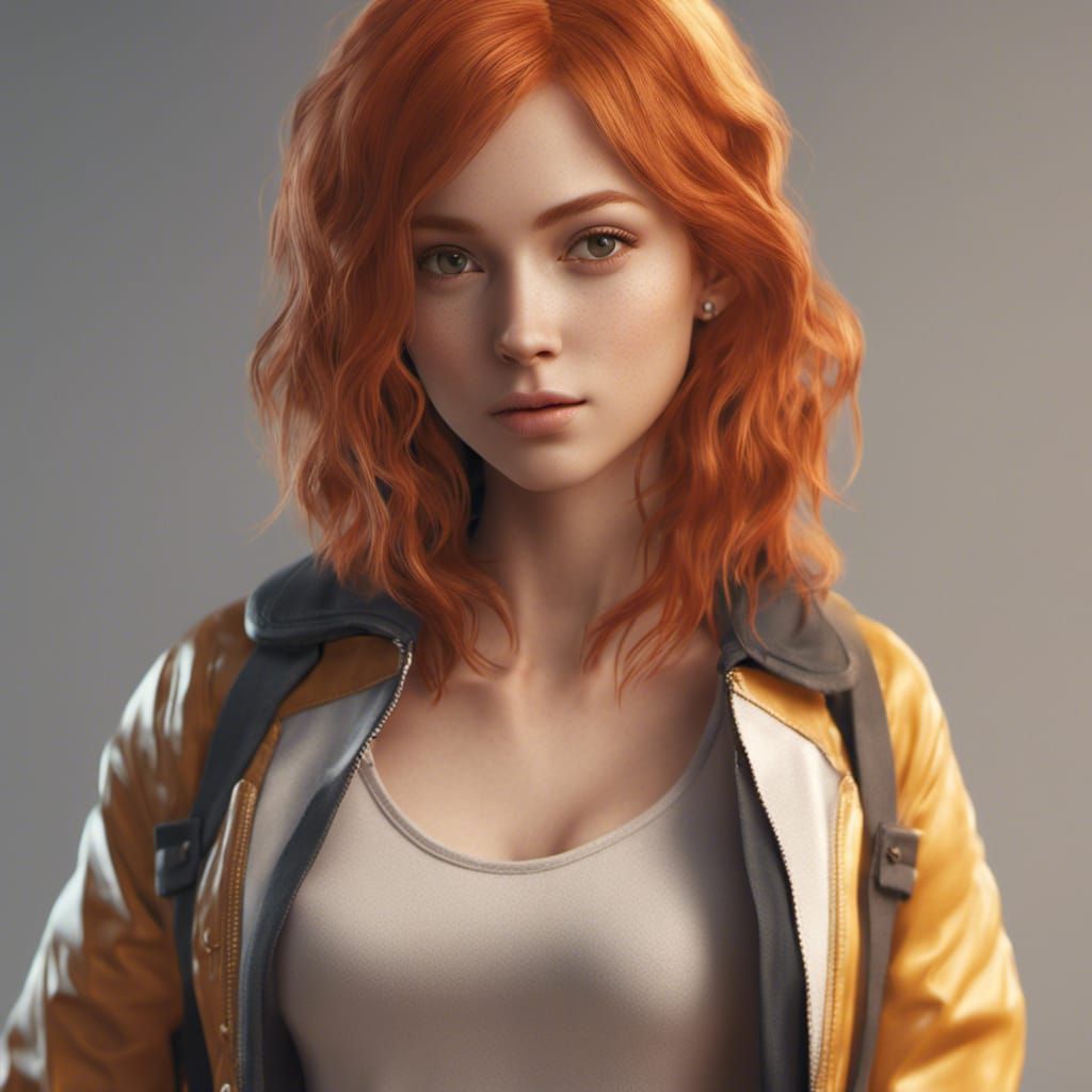 Beautiful Girl Portrait in Realistic 3D Render