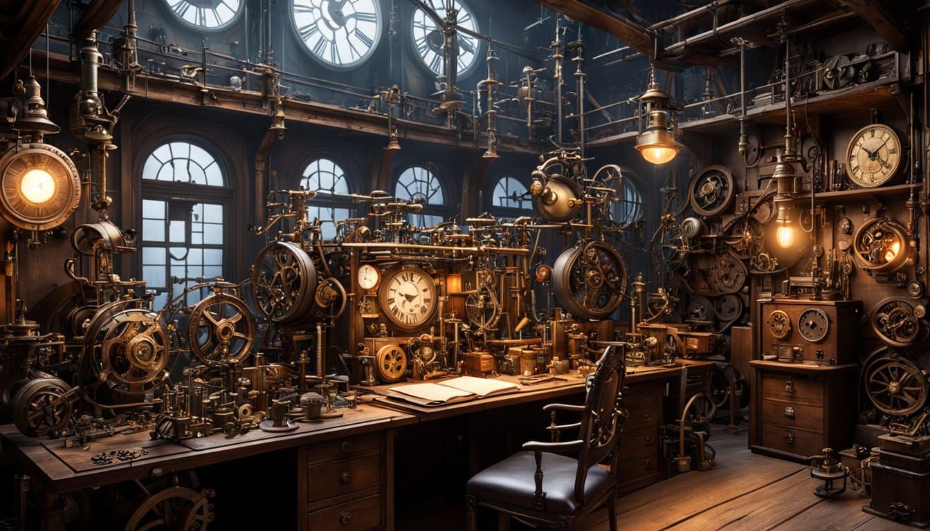 Steampunk Inventor's Lair