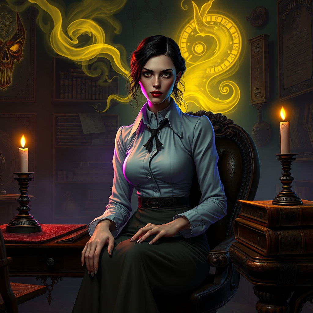 Eldritch Office Worker in Dark Fantasy Style