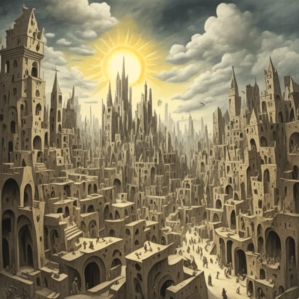 Golden City Bathed in Divine Sunshine