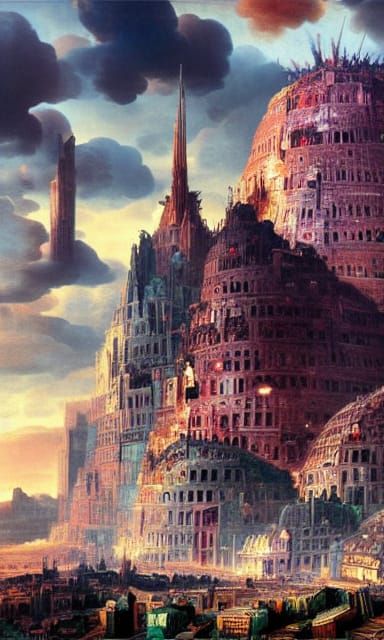 Colossal Jelly Babel Tower Art by Arcimboldo & Rutkowski