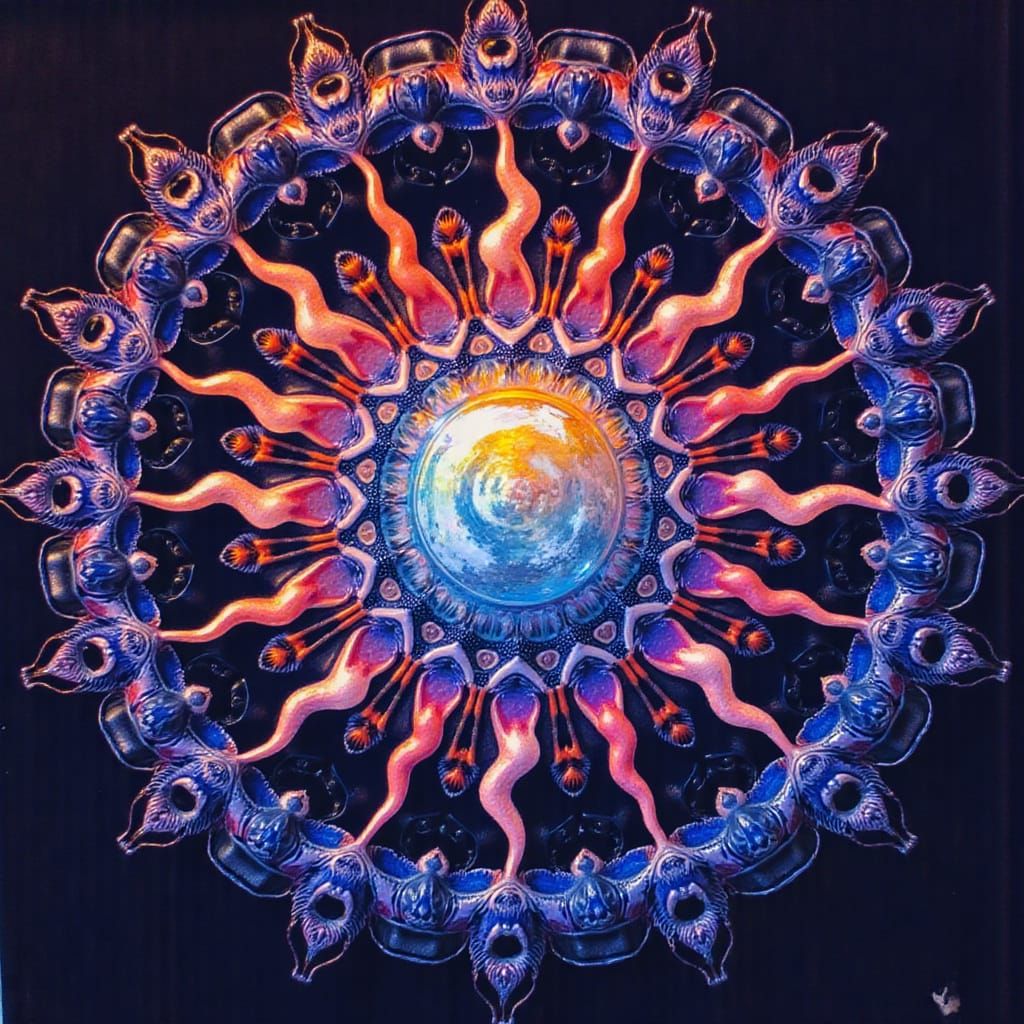 Ethereal Celestial Being in a Cosmic Fractal Aura