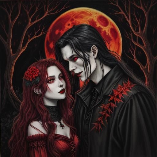 Vampire and Lycan Wedding in Spooky Forest