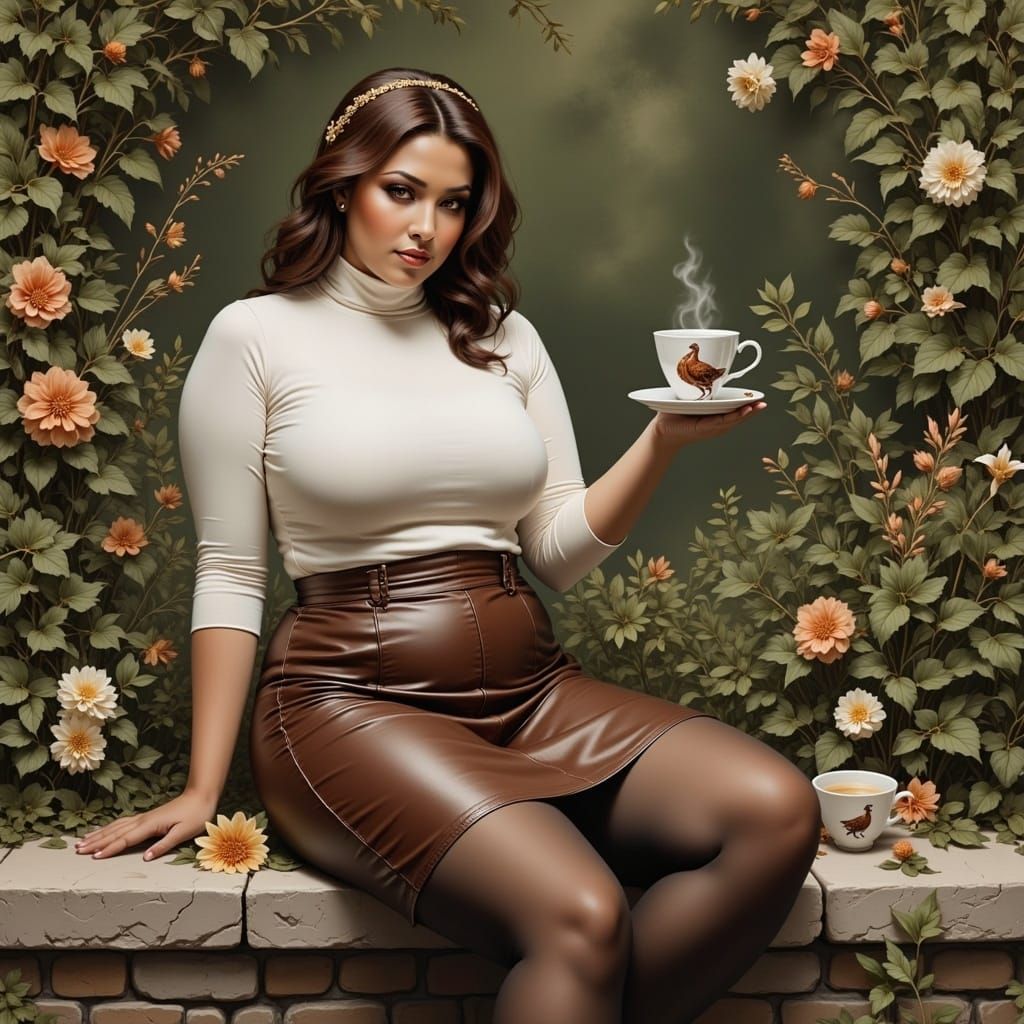 Sultry Garden Goddess in Impressionist Style