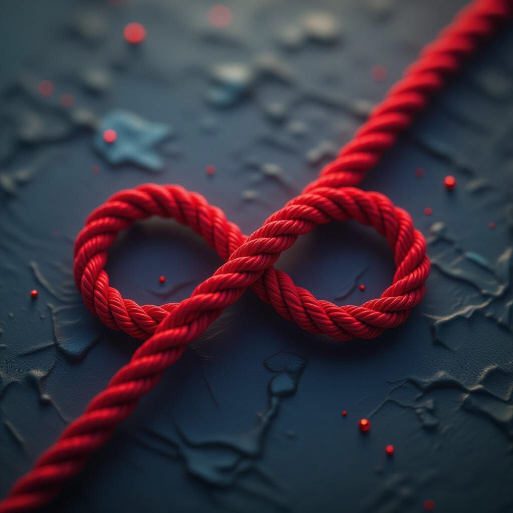 Red String of Fate Infinity Symbol Matte Painting