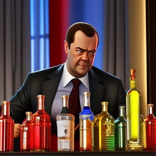 Hyperrealistic Image of Dmitry Medvedev Passed Out Drunk