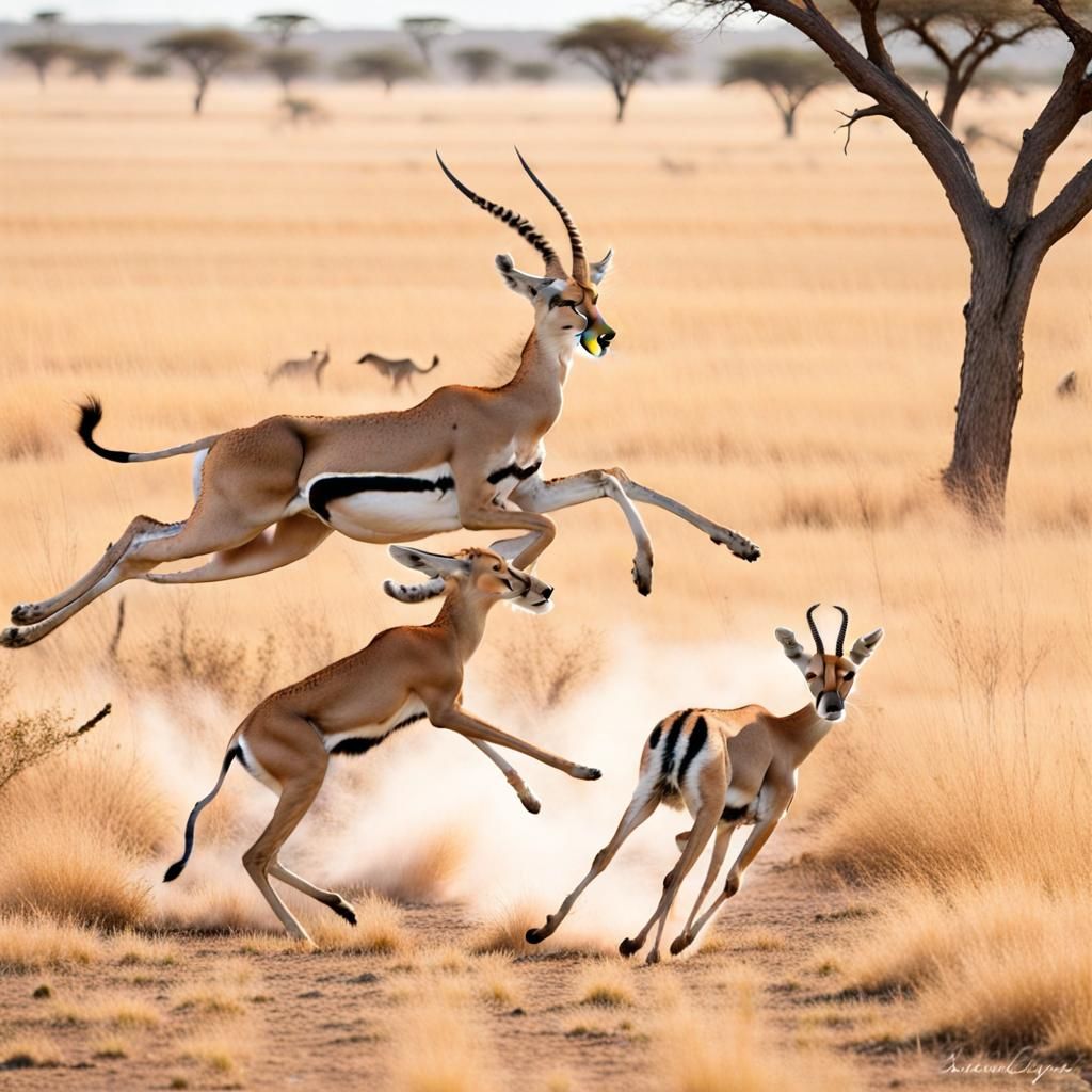 Cheetah Chasing Gazelle on the Savanna