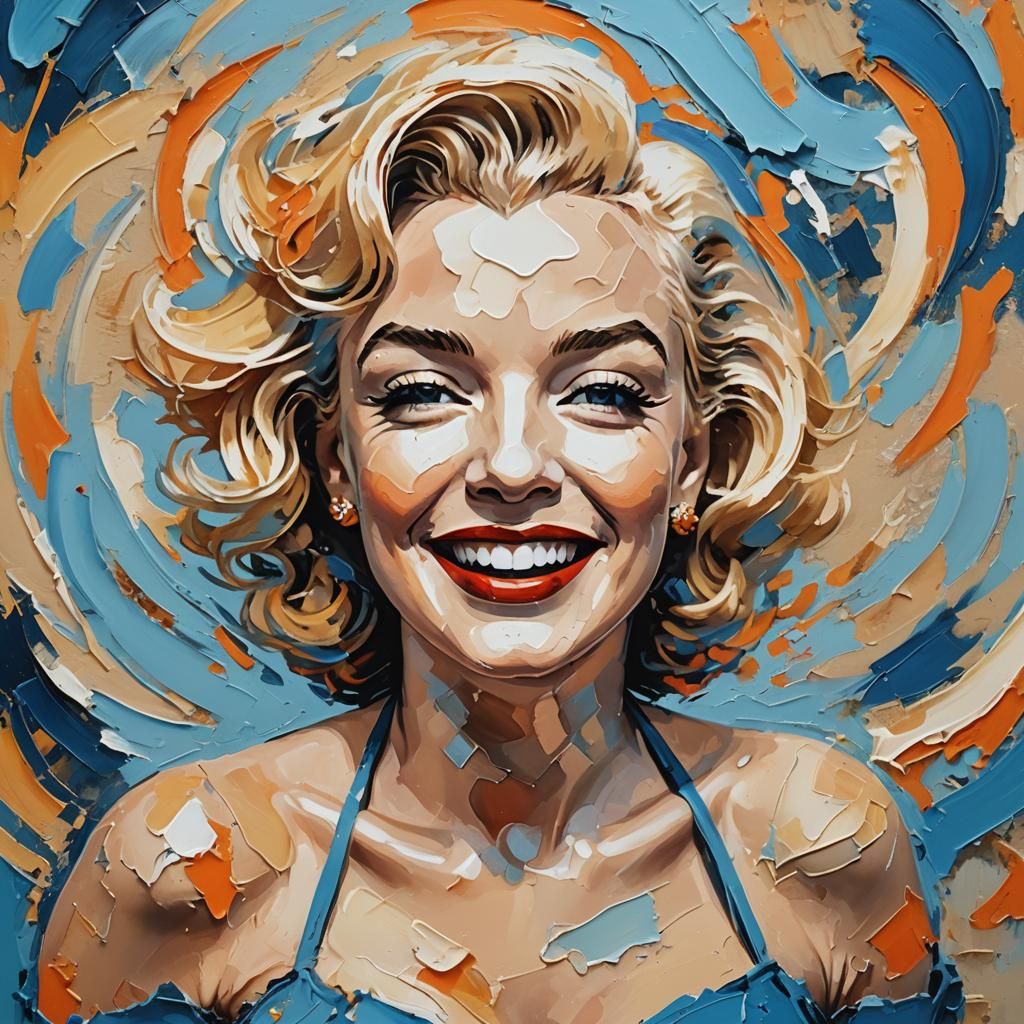 Marilyn Monroe Portrait in Abstract Expressionism Style