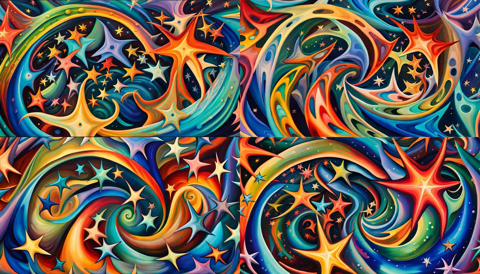 Iridescent Stars Emerge in Abstract Expressionism