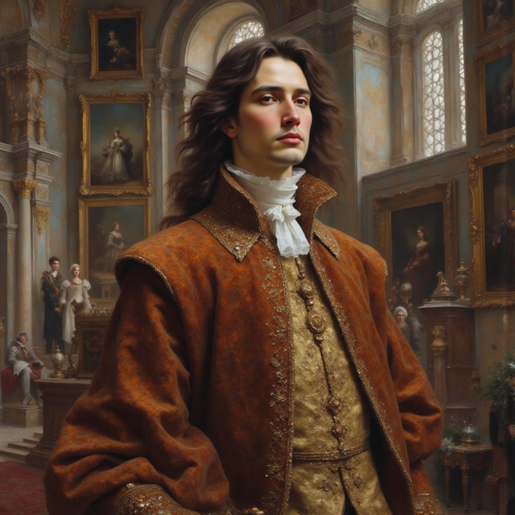 Jacobean Gentleman in Lavish Picture Gallery