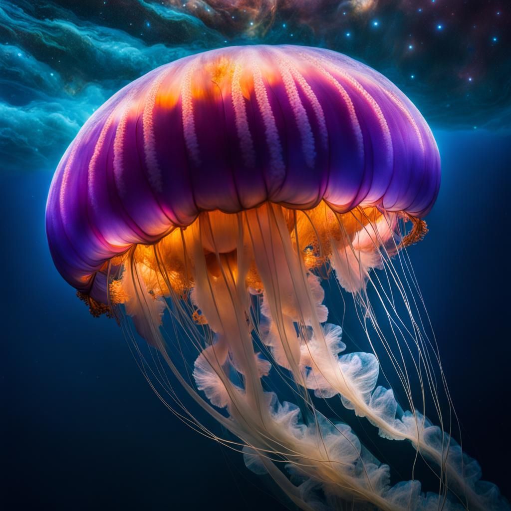 Glowing Nebula Jellyfish in Flower Cove