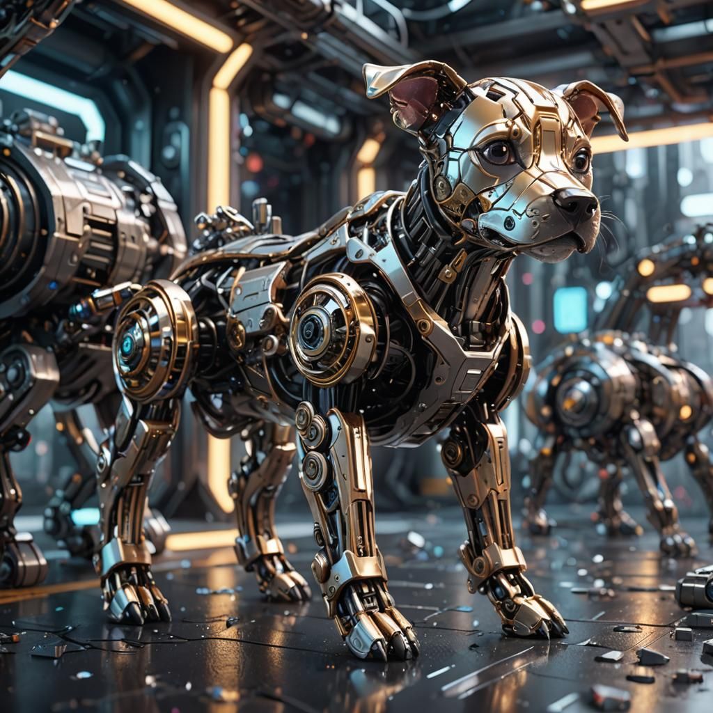 Mechanical Puppy: Sci-Fi Concept Art in 8K