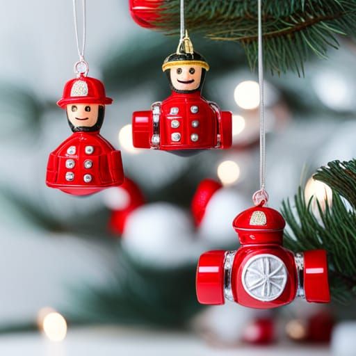Fireman Glass Ornaments on Christmas Tree