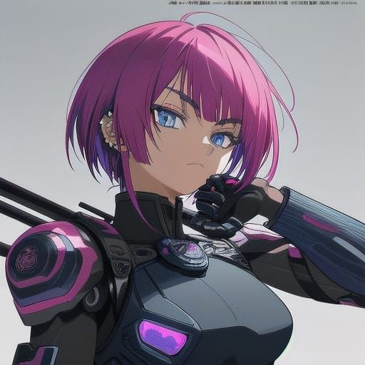 Cyborg Ninja with Piercing Blue Eyes and High-Tech Armor