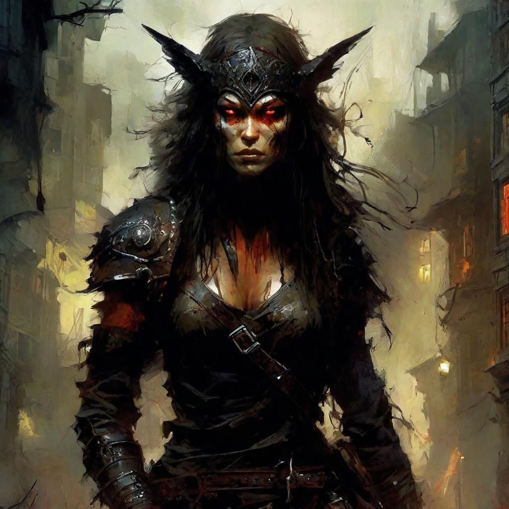 Eerie Beast Female Berserker in Dark Fantasy Art