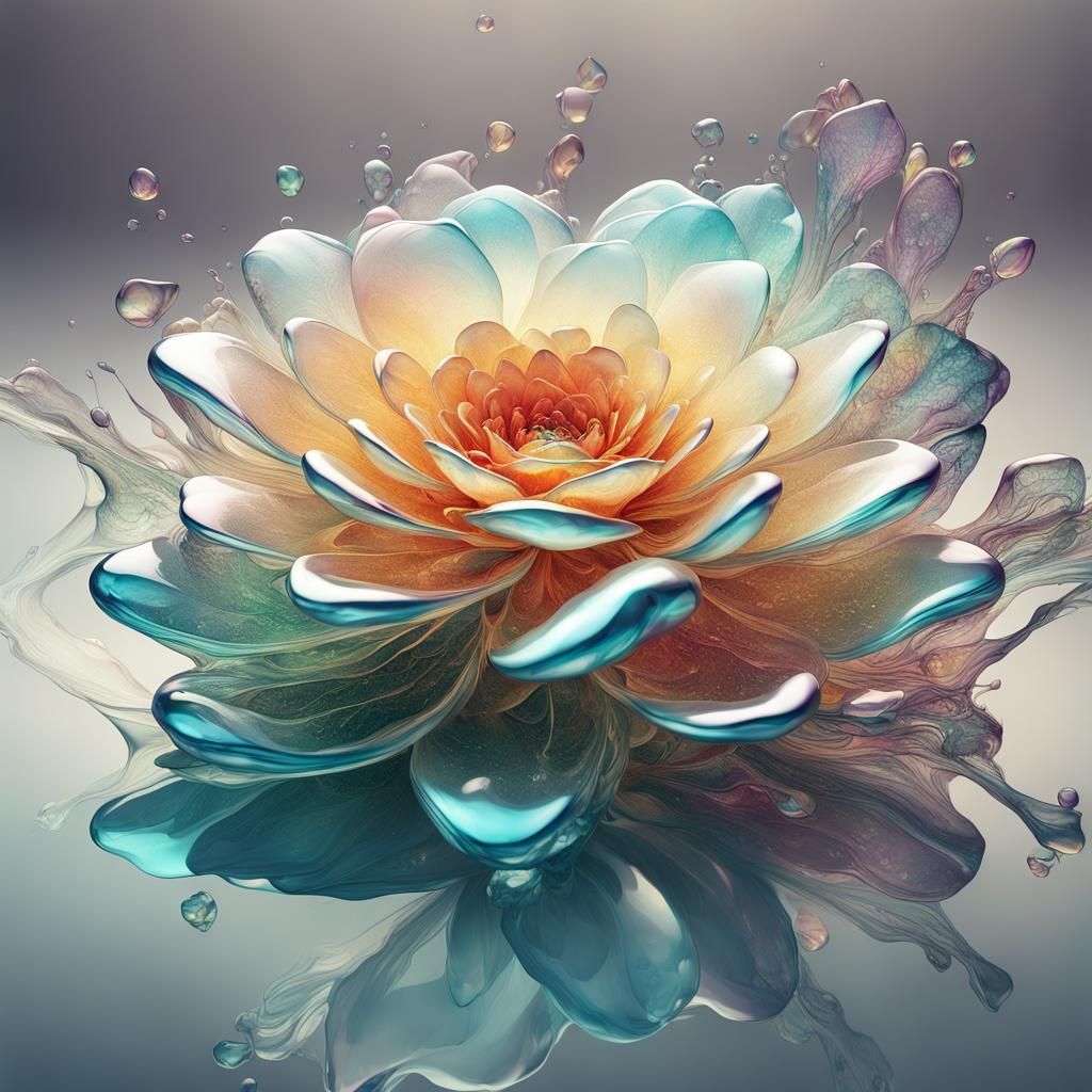 Fluid Fractal Flower in Iridescent Light
