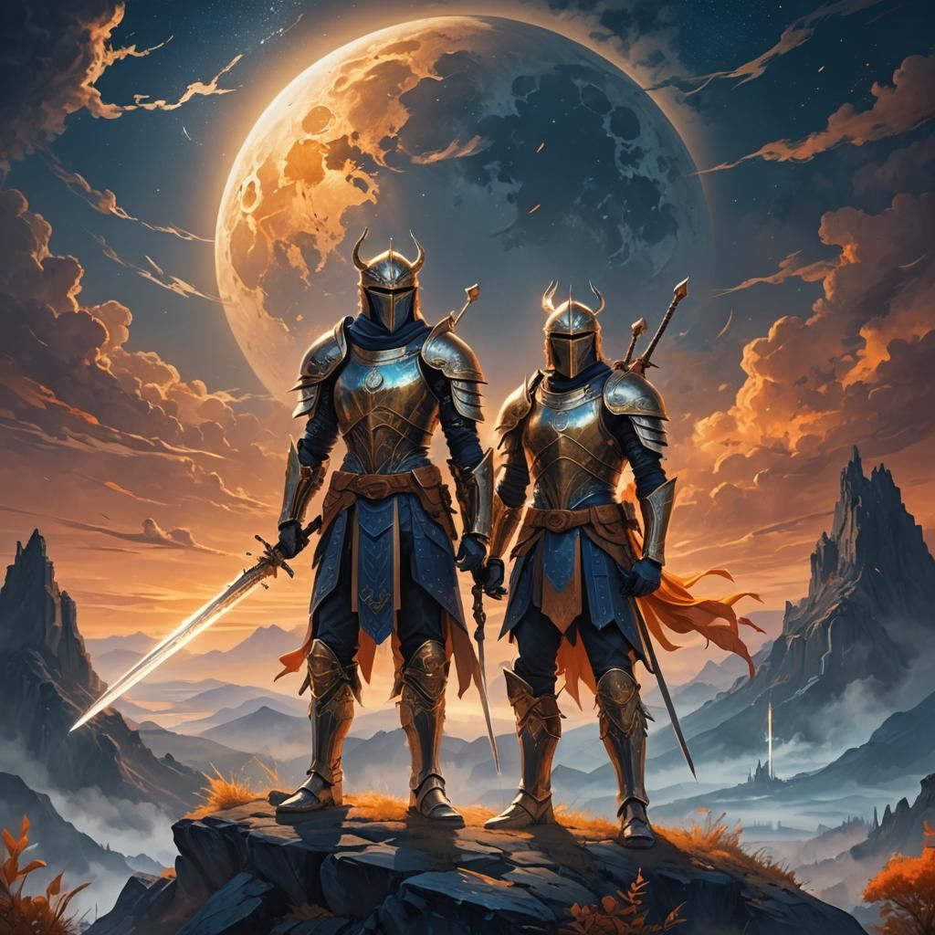 Mystical Guardians in Enchanted Armor Concept Art