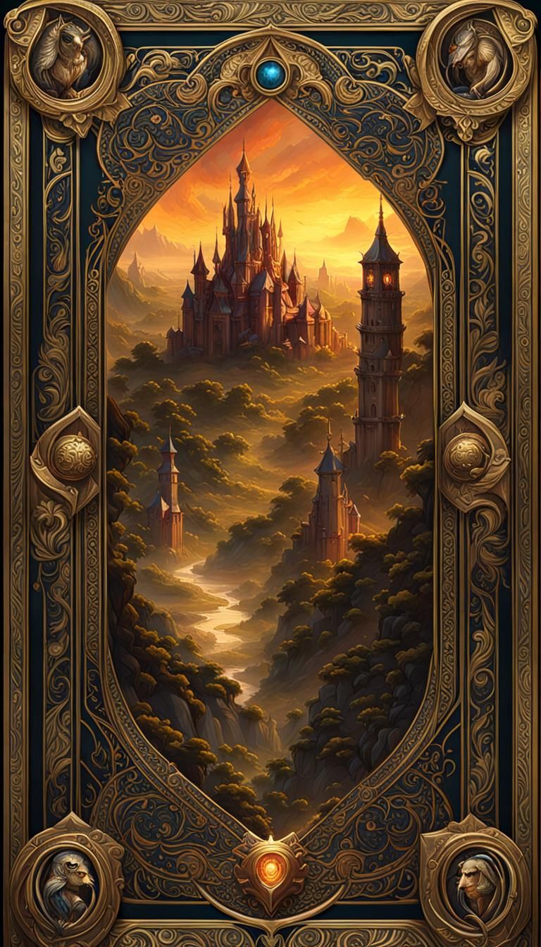 Ornate Tarot Card Illustration in Fantasy Art Style