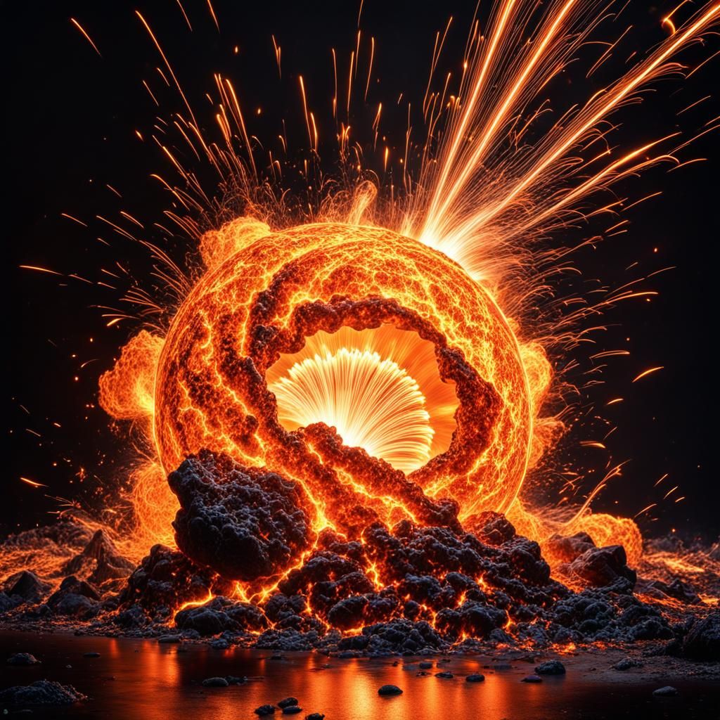 Dramatic Molten Metal Cosmic Portrait