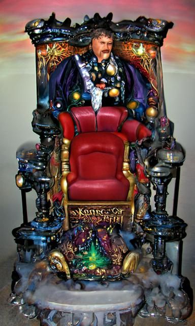 Ethereal King on Throne in Fantasy Landscape