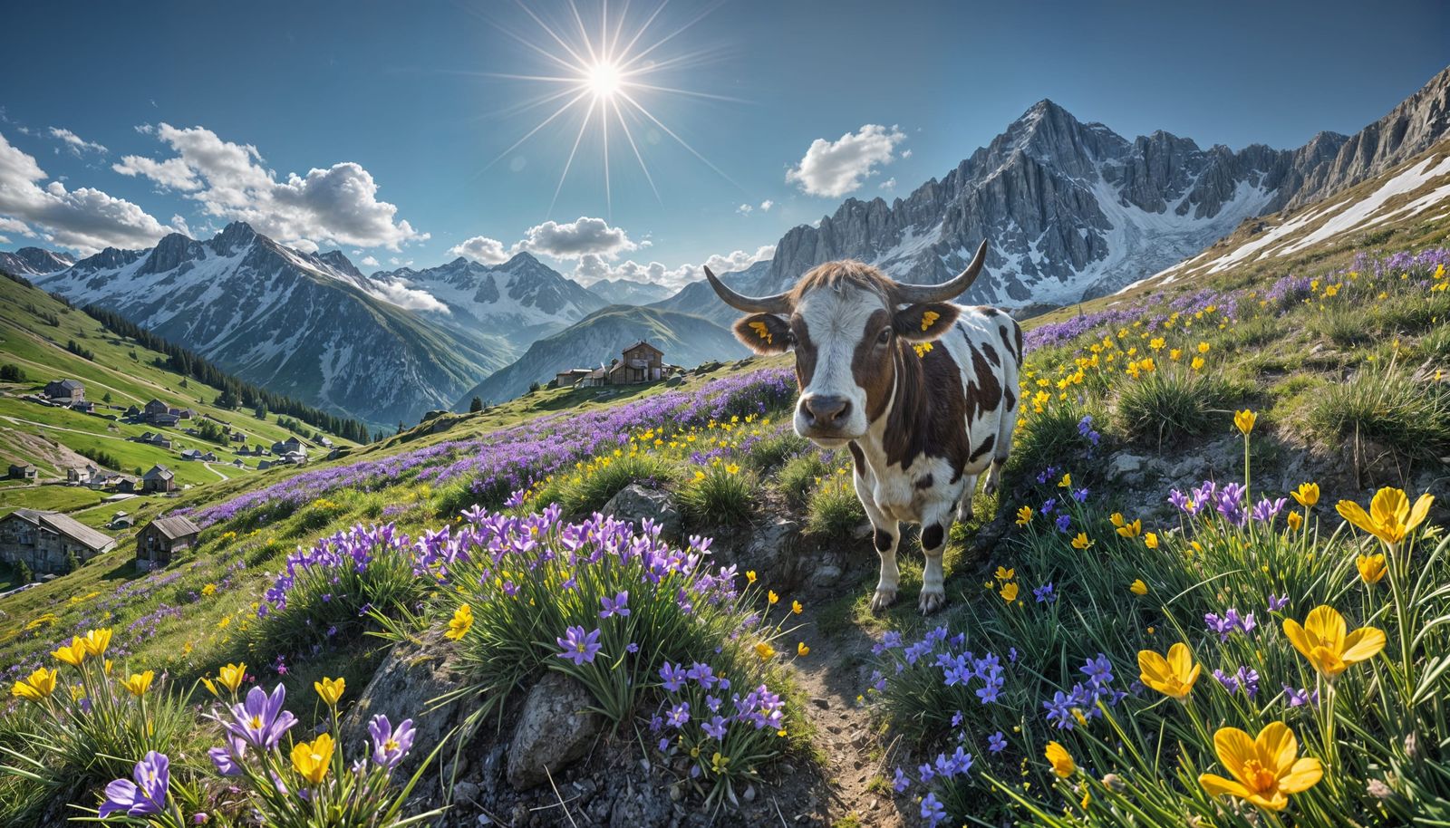 Serene Alpine Meadow in Springtime Splendor