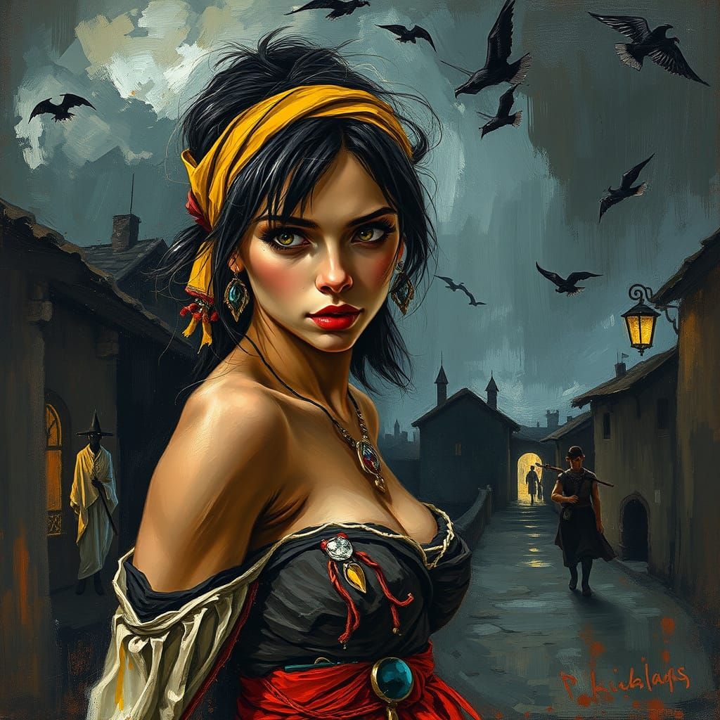 Fantasy Gypsy in Kline Zorn and Van Gogh Style