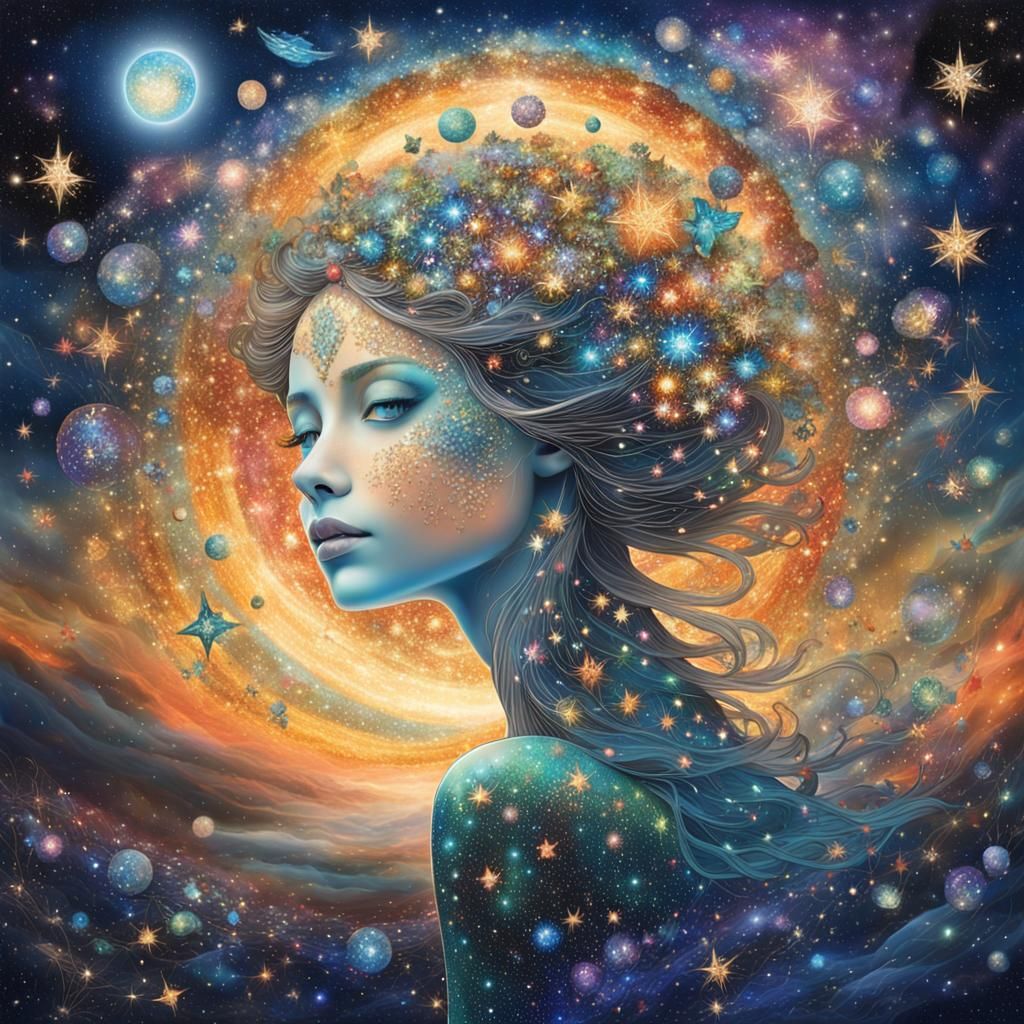 Celestial Nymph in a Surreal Dreamscape: Digital Art