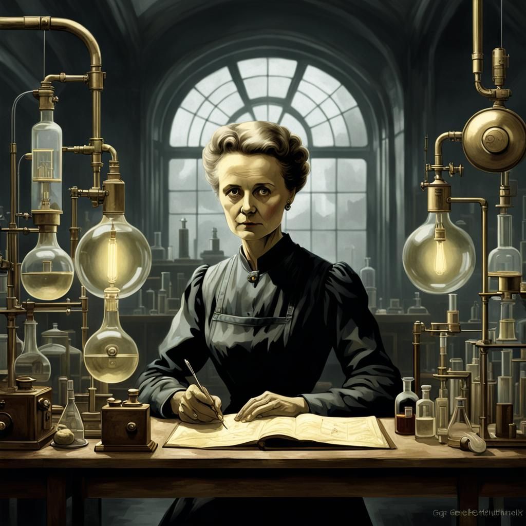 Marie Curie Fan Art in 19th Century Laboratory
