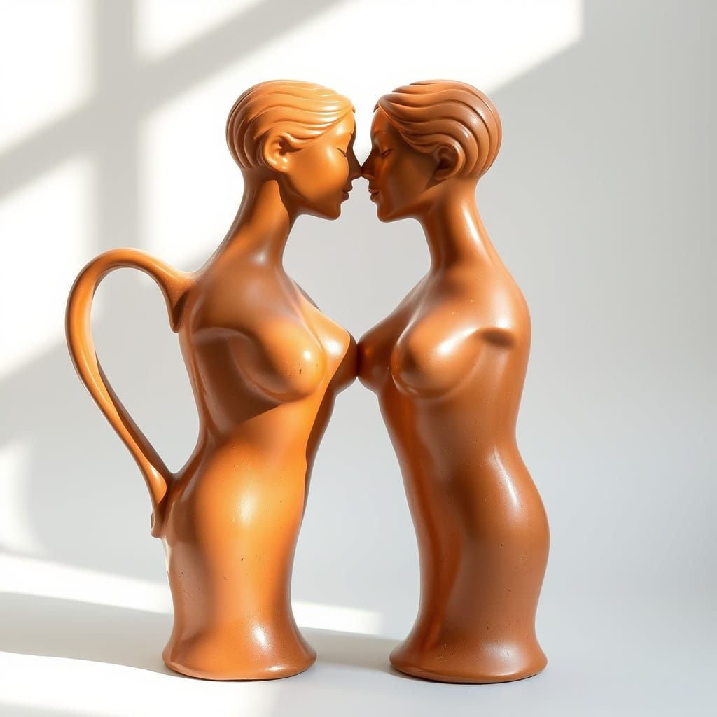 Intimate Kissing Torso Jugs in Classical Ceramic Style