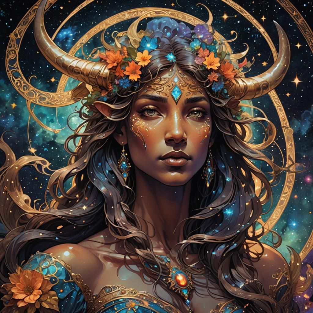 Ethereal Centaur Portrait in Astral Cosmos