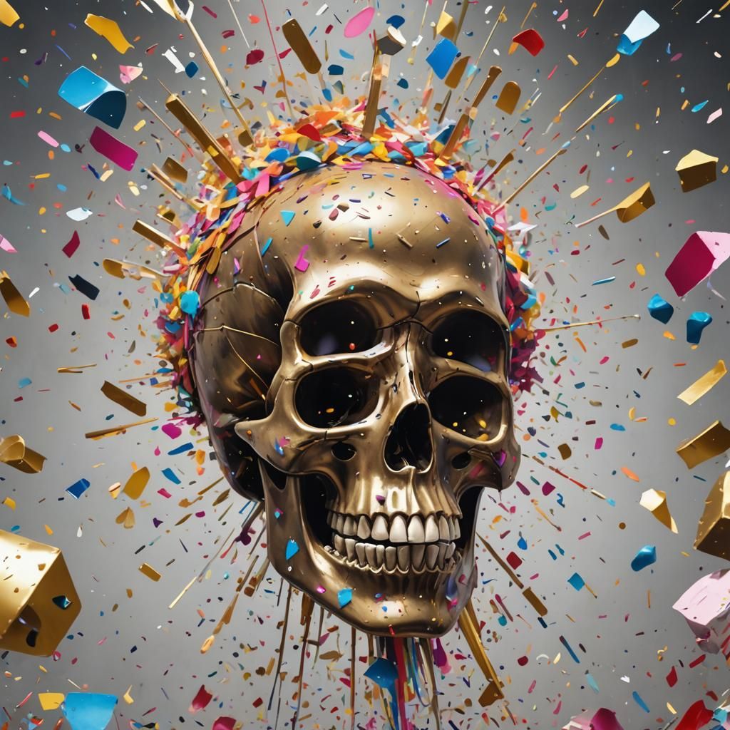 Crystal Skull Explosion in Graffiti Style