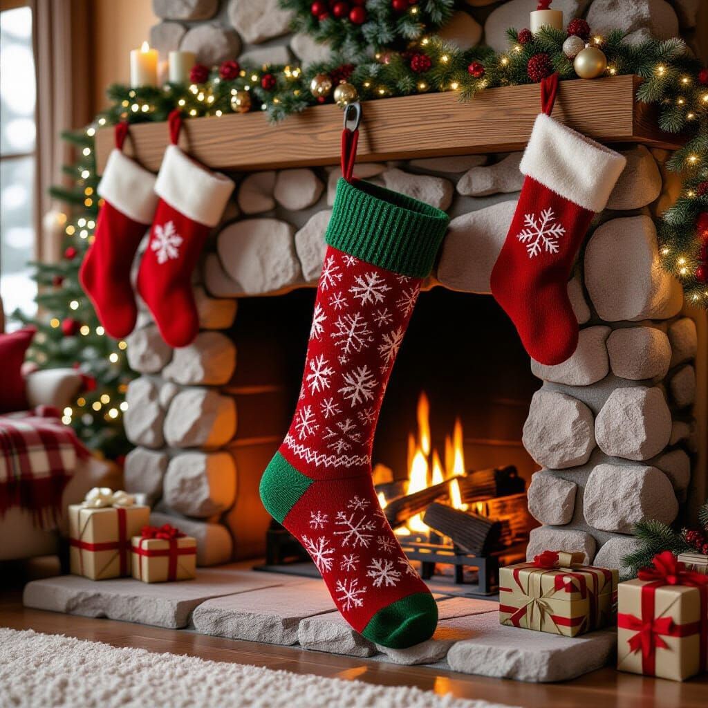 Christmas Living Room Scene in Anime Style