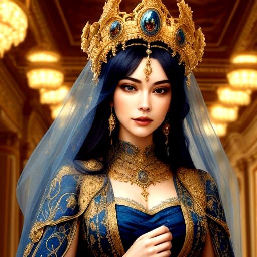 Regal Blue and Gold Portrait