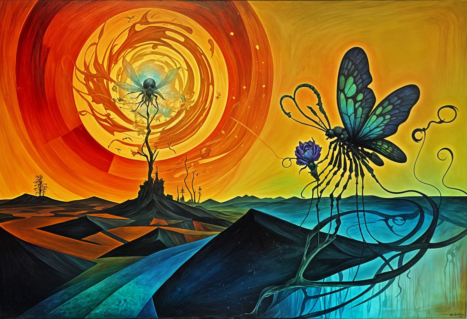 Eldritch Skullflower Firefly: A Surreal Renaissance Painting