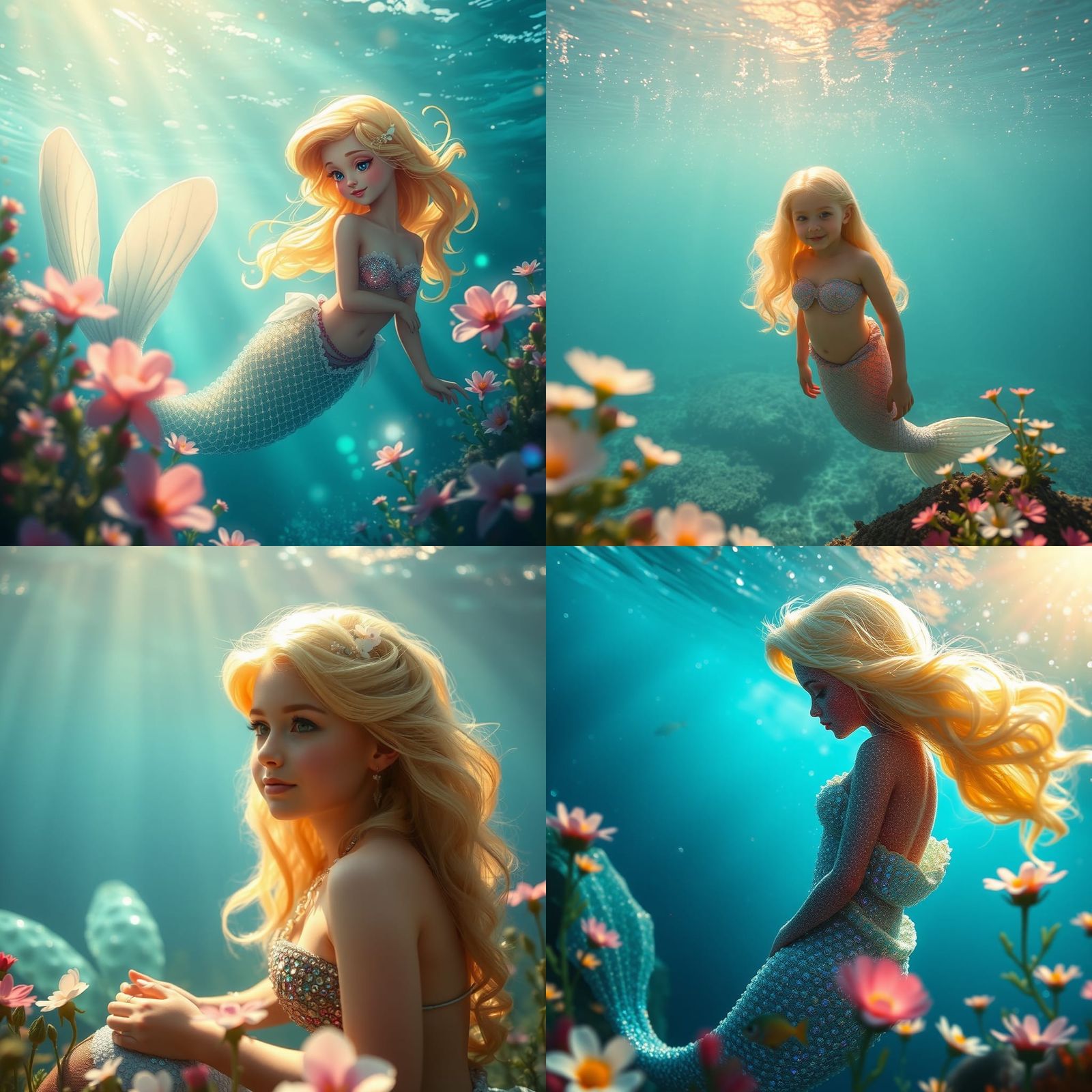 Radiant Mermaid in an Iridescent Underwater Scene