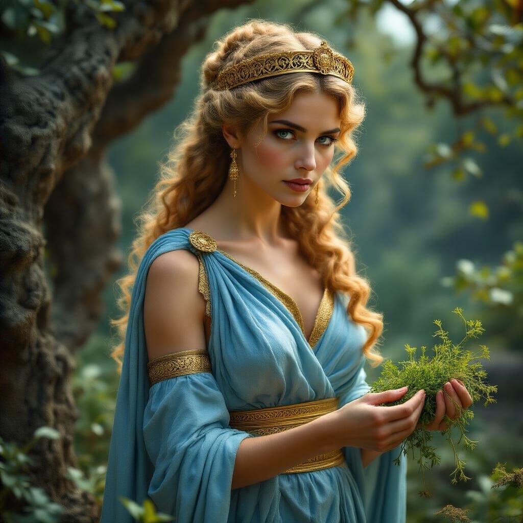Aceso: Greek Goddess of Healing in Sacred Grove