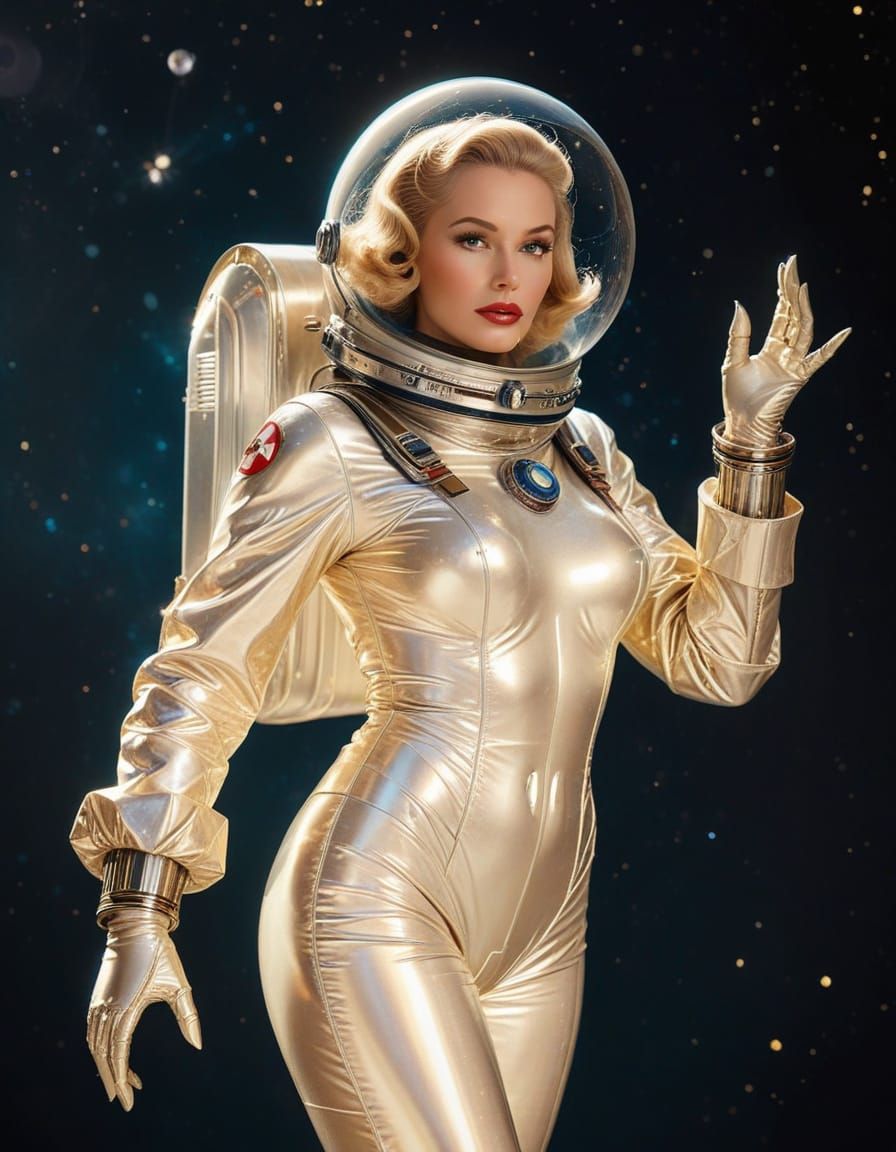 Retro Sci-Fi Space Girl in 1950s Style