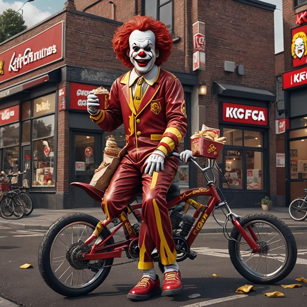 Ronald McDonald Rides BMX Bike: Matte Painting