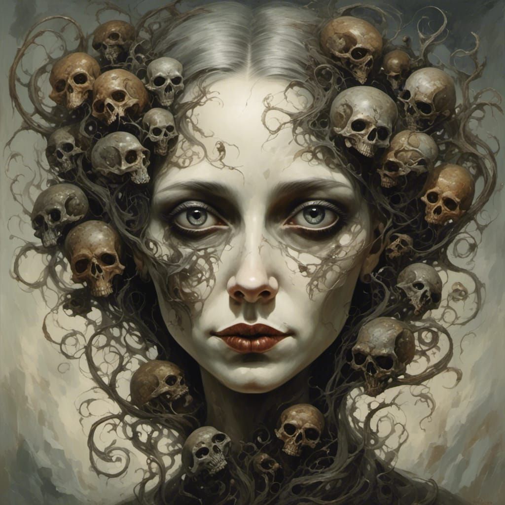 Surreal Portrait with Sinister Smile