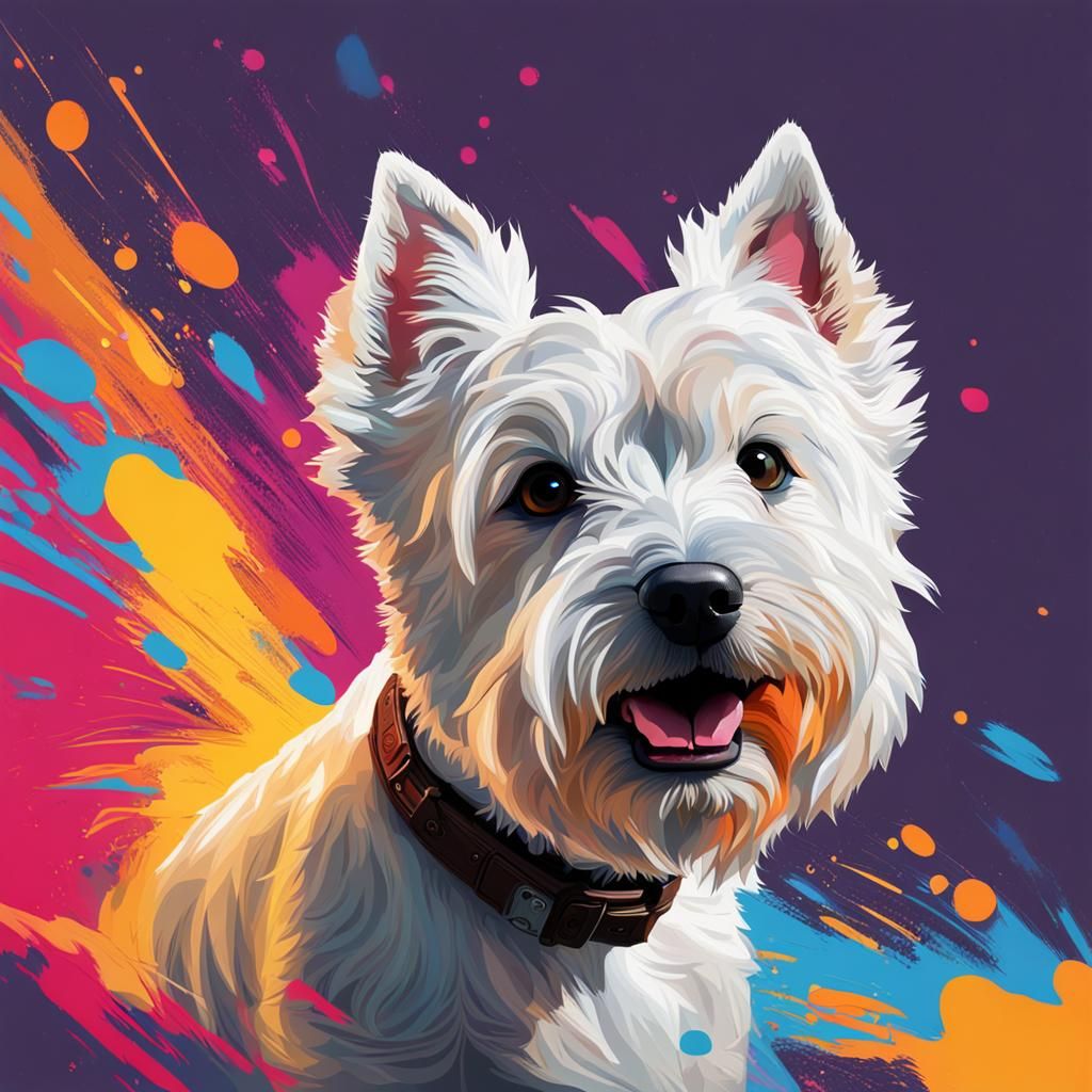 Colorful Hyperrealistic West Highland White Terrier Portrait