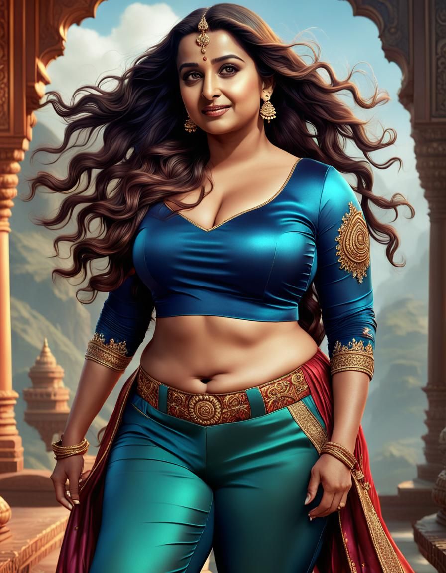 Curvy Indian Woman in Fantasy Art Style