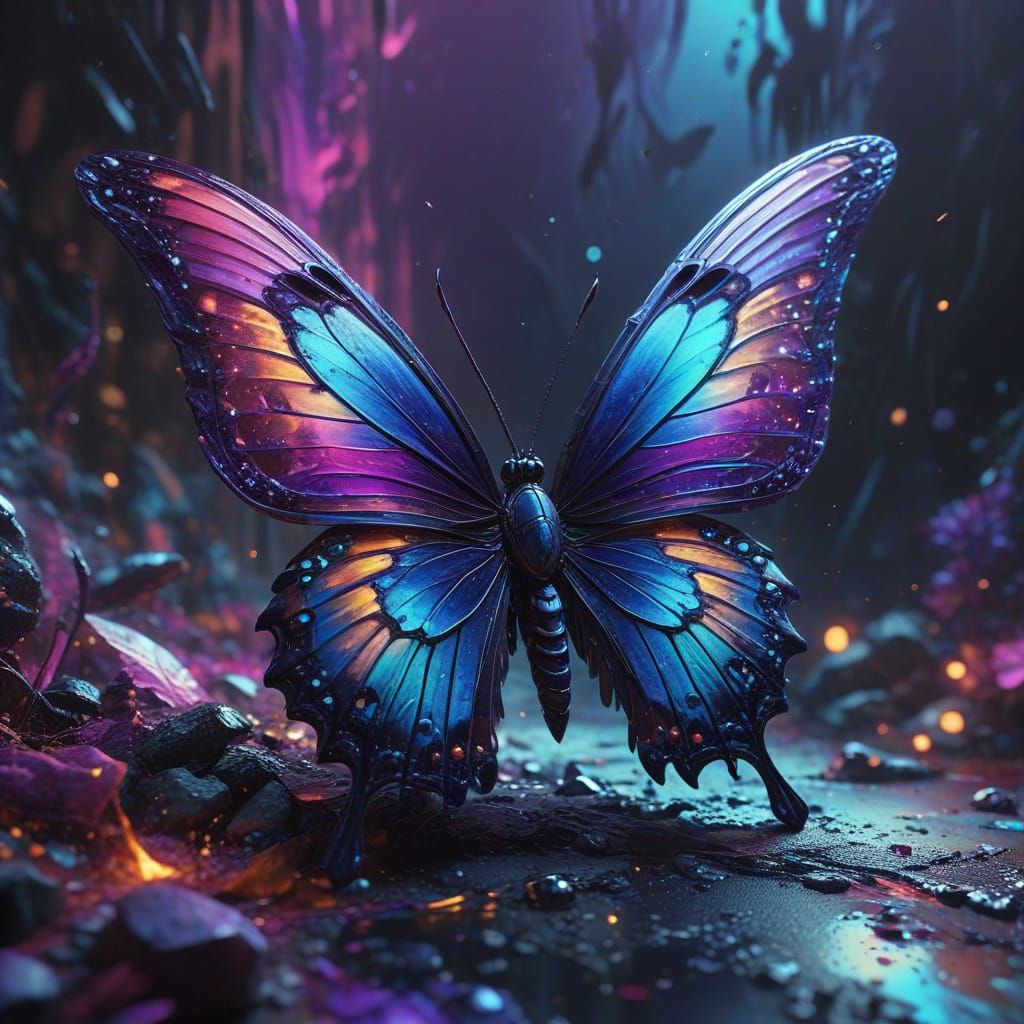 Vibrant Geometric Butterfly in Affine Geometry Style