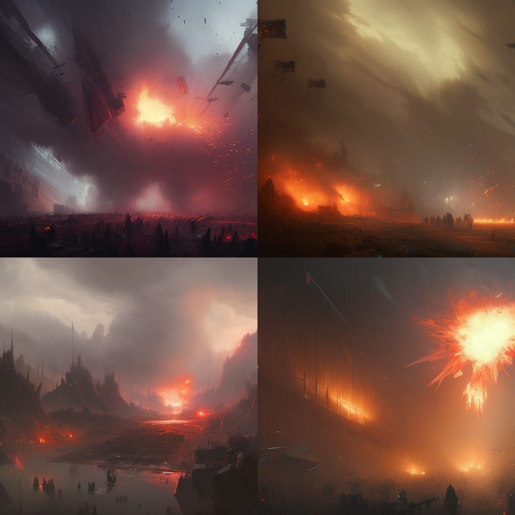 Rodent Battlefield: Explosions in a Dark Fantasy Art Style