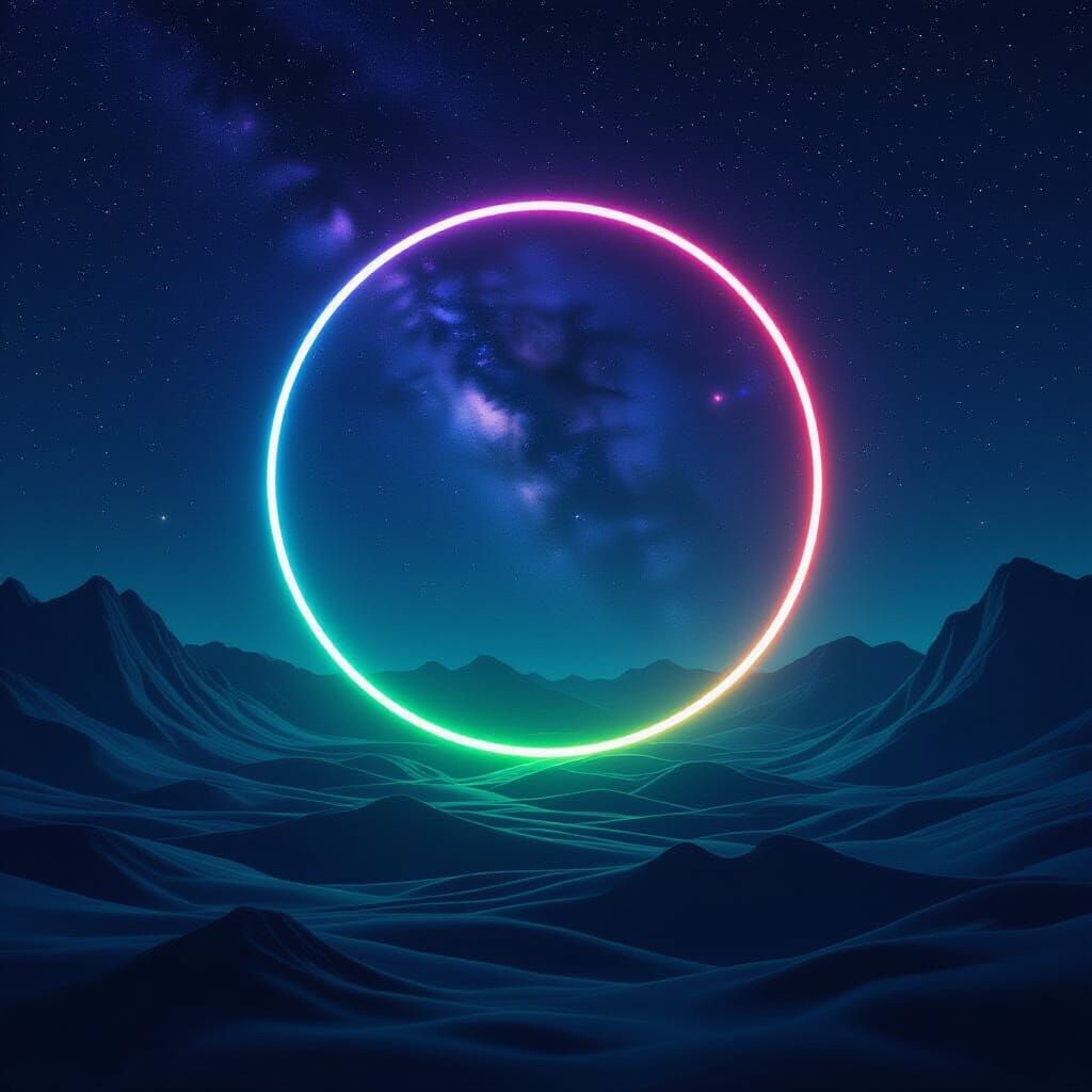 Synthwave Circle in Neon Retrowave Style