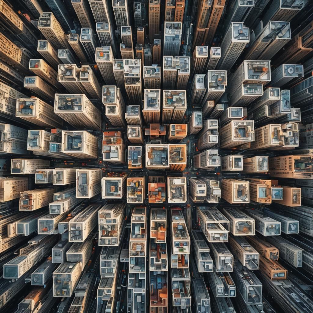 Hyperrealistic Overhead City View in Etch-a-Sketch Style