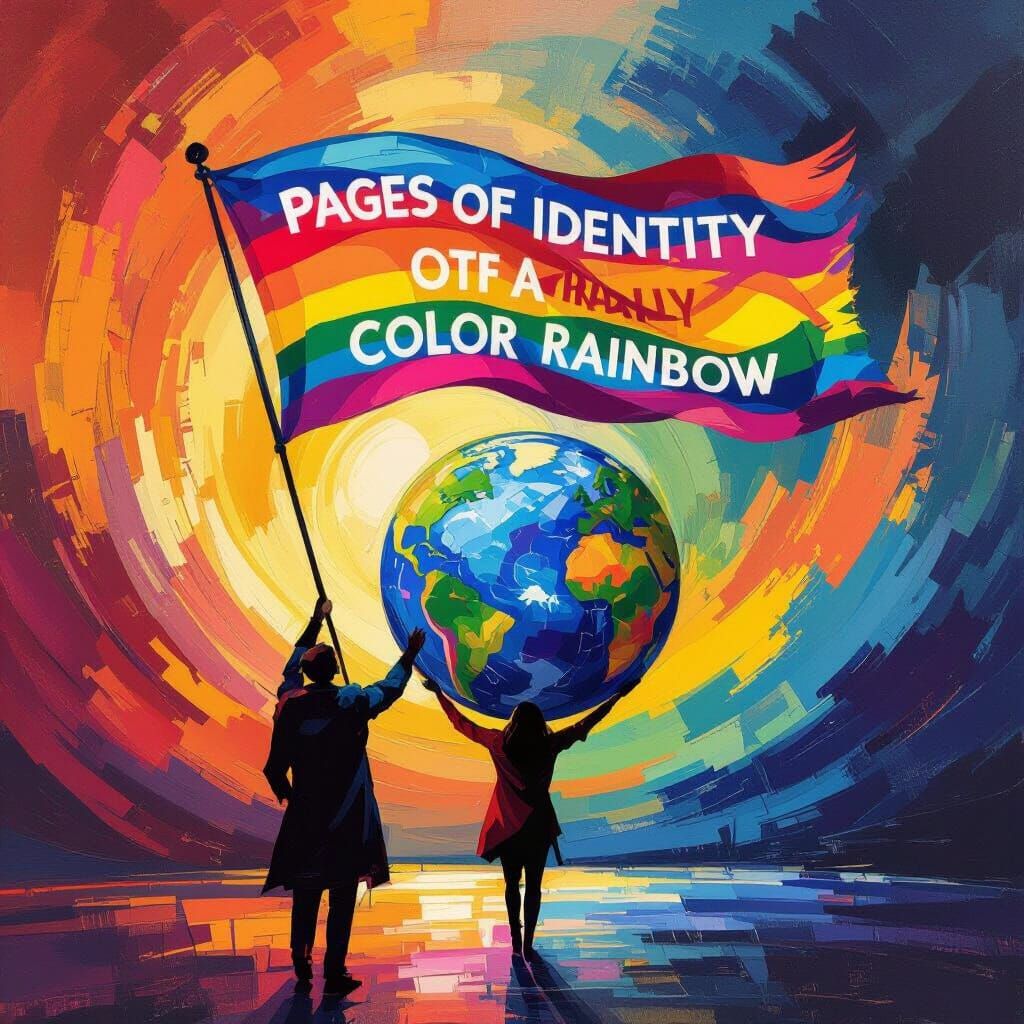 Abstract Expressionist Globe Held High with Identity Flag