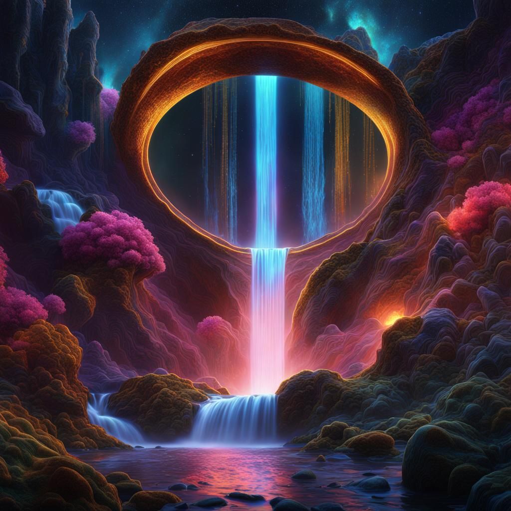 Cosmic Microscopic Waterfall with Amoebas