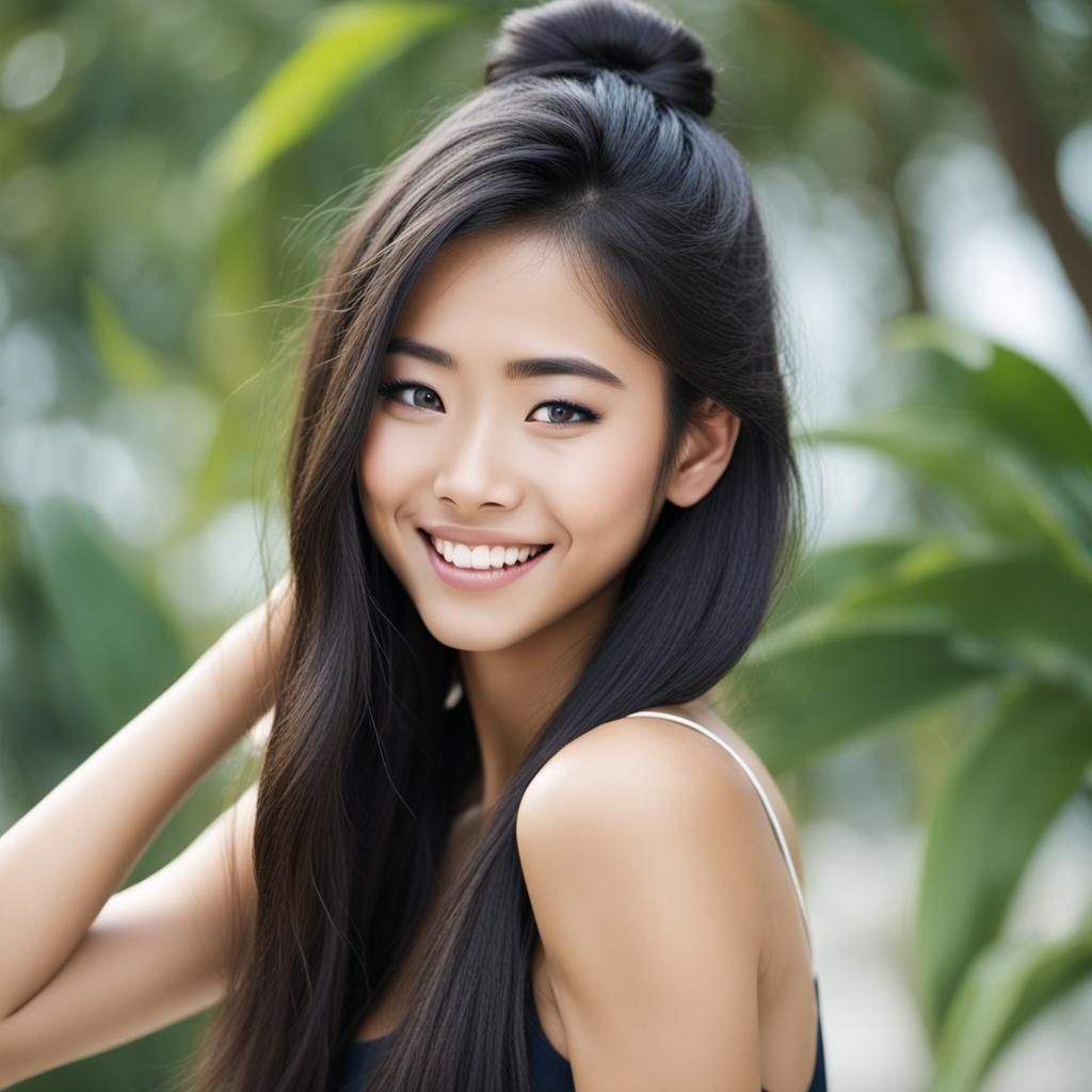 Asian Woman Portrait with Sublime Smile