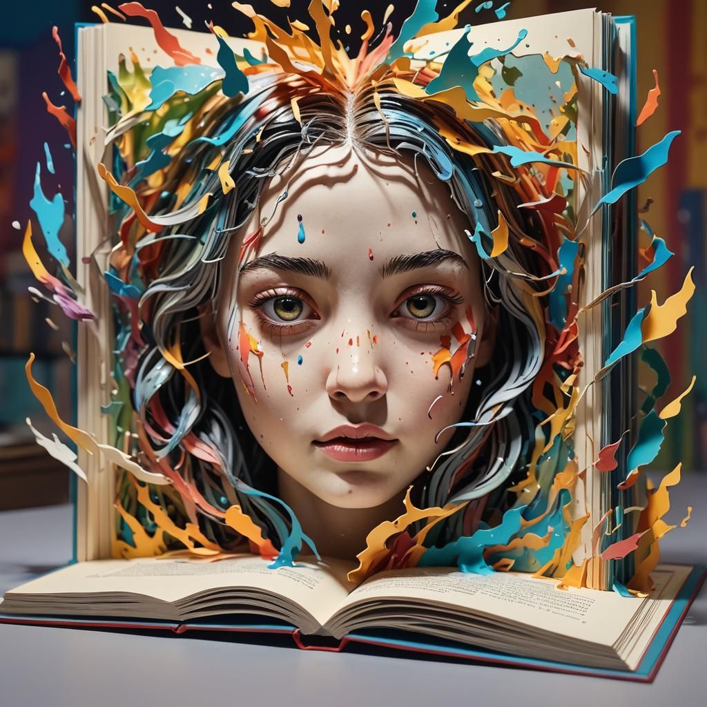 Hyperrealistic Pop-Up Books in Colorful Splash Art